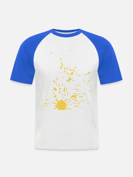 Gelber Farbklatsch - Männer Baseball-T-Shirt - Weiß/Royalblau