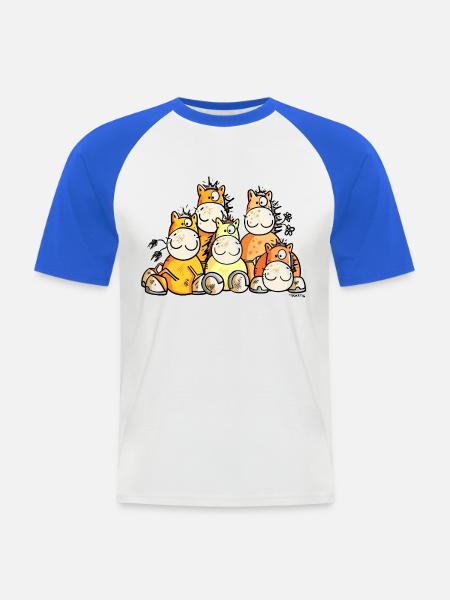 Drôle Chevaux - T-shirt baseball manches courtes Homme - blanc/bleu royal