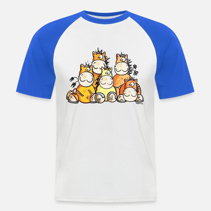 Pferde Freundschaft - Männer Baseball-T-Shirt - Weiß/Royalblau