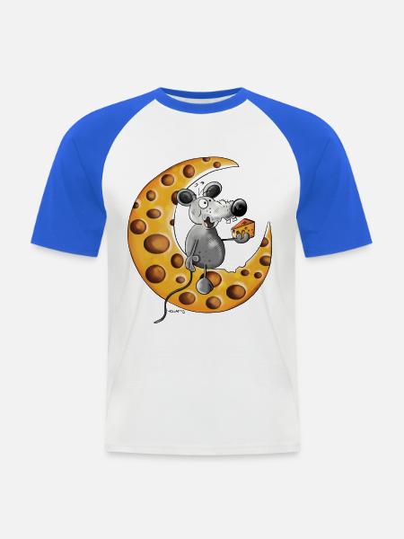 The Mouse Love Cheese - Men's Baseball T-Shirt - white/royal blue