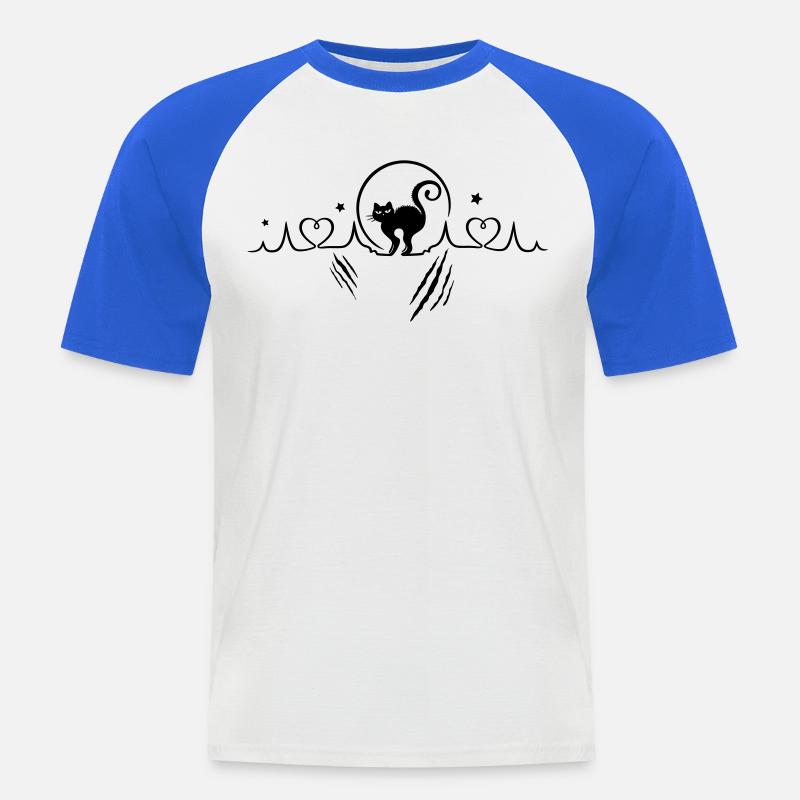 Katze Herzschlag Herzfrequenz Kratzer - Männer Baseball-T-Shirt - Weiß/Royalblau