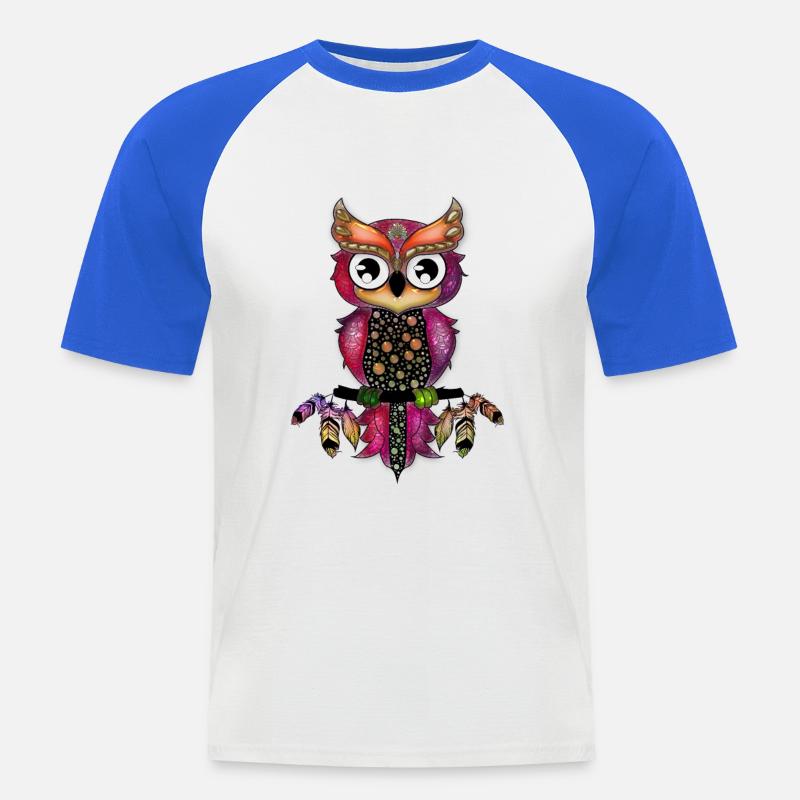 Süße elegante Eule - Männer Baseball-T-Shirt - Weiß/Royalblau