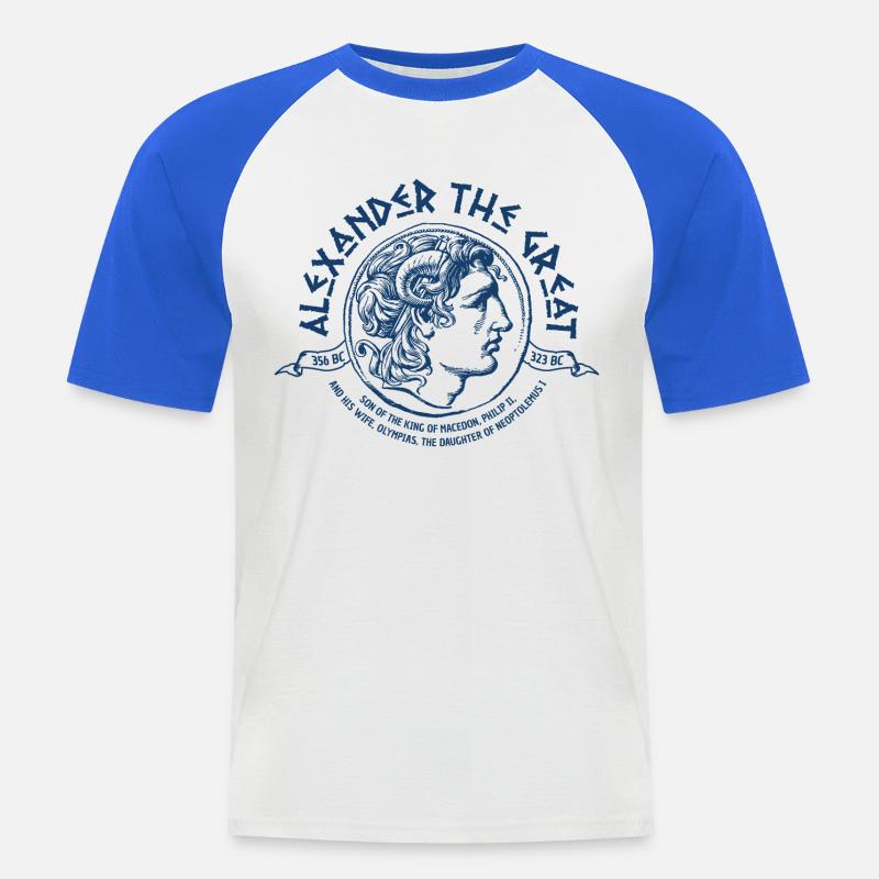 Alexander der große Mazedonien - Männer Baseball-T-Shirt - Weiß/Royalblau