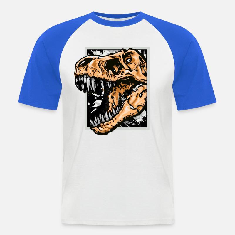 Dinosaurier / T-Rex / Trex / Geschenkidee - Männer Baseball-T-Shirt - Weiß/Royalblau