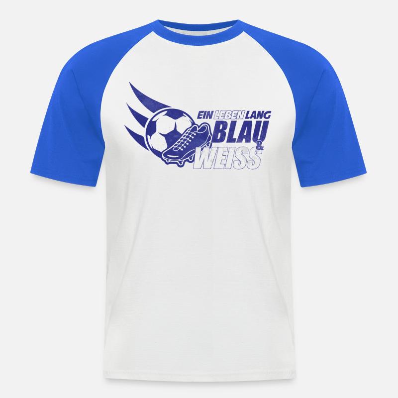 Blau & Weiss ein Leben Lang Geschenkidee - Männer Baseball-T-Shirt - Weiß/Royalblau