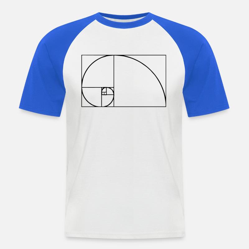 Fibonacci Tshirt - Männer Baseball-T-Shirt - Weiß/Royalblau