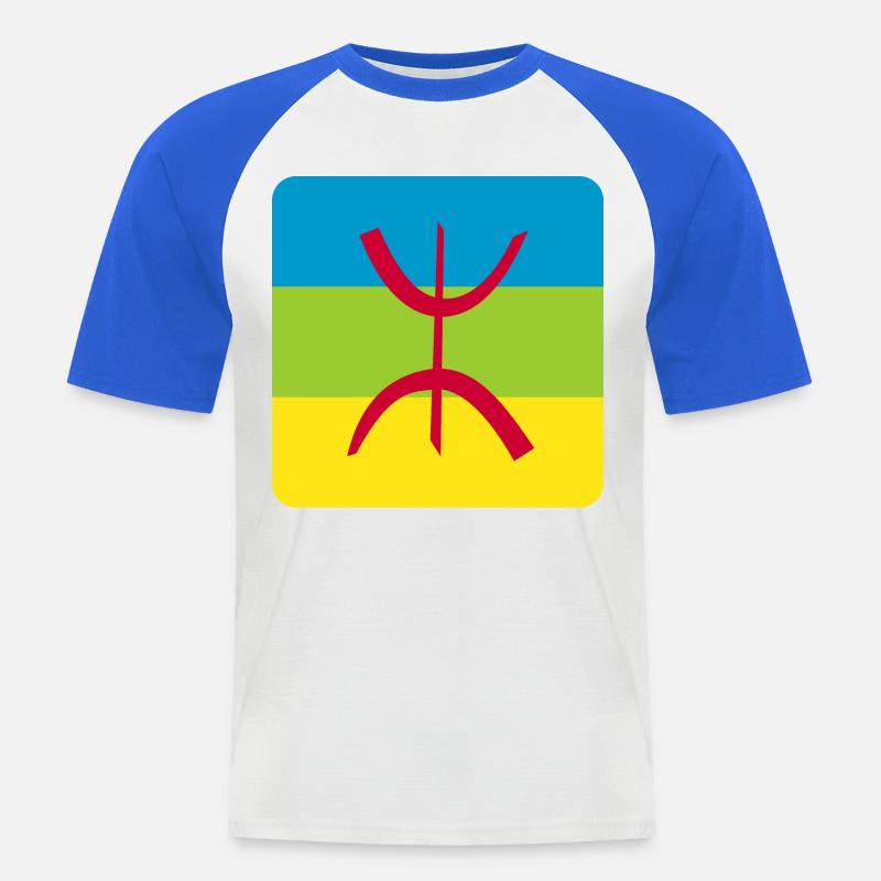 berber flagge aufkleber amazigh ref - Männer Baseball-T-Shirt - Weiß/Royalblau