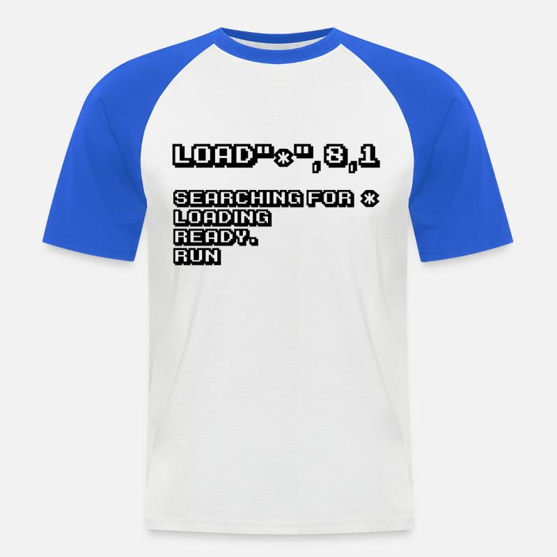Retro Computing und 8-Bit Nostalgie - Männer Baseball-T-Shirt - Weiß/Royalblau