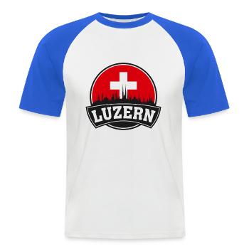 Luzern Suisse Skyline Travel Souvenir Swiss F - T-shirt baseball manches courtes Homme - blanc/bleu royal - Devant