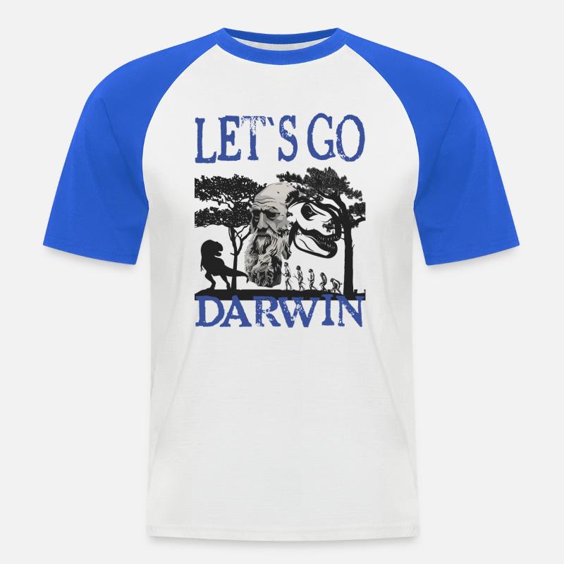 Charles Darwin Evolution textile Geschenkidee - Männer Baseball-T-Shirt - Weiß/Royalblau