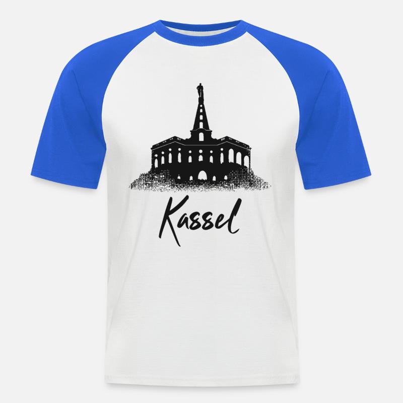 Herkules Kassel - Männer Baseball-T-Shirt - Weiß/Royalblau