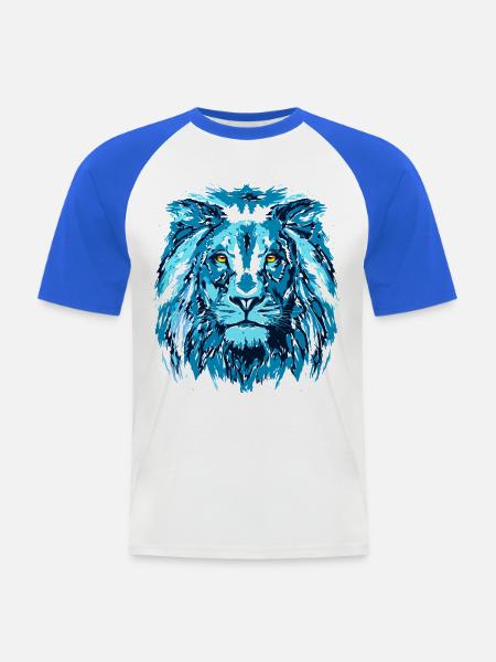 Blauer Löwe - Grosskatze - Wildlife - Sternzeichen - Männer Baseball-T-Shirt - Weiß/Royalblau