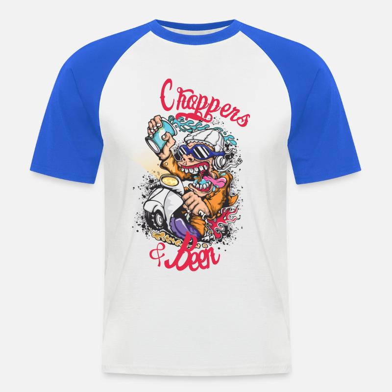 Choppers Crew Affe Roller - Männer Baseball-T-Shirt - Weiß/Royalblau