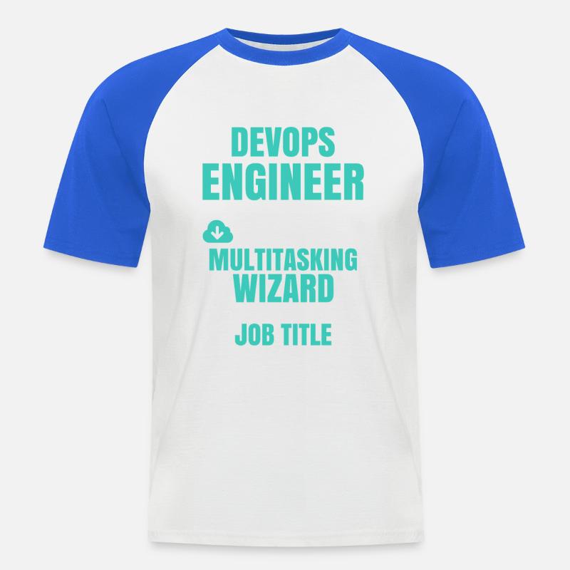 DevOps Engineer Multitasking-Assistent - Männer Baseball-T-Shirt - Weiß/Royalblau