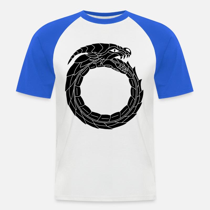 Verschlingender Schwarzer Drache - Männer Baseball-T-Shirt - Weiß/Royalblau