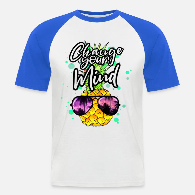 coole Ananas Change your Mind - Männer Baseball-T-Shirt - Weiß/Royalblau