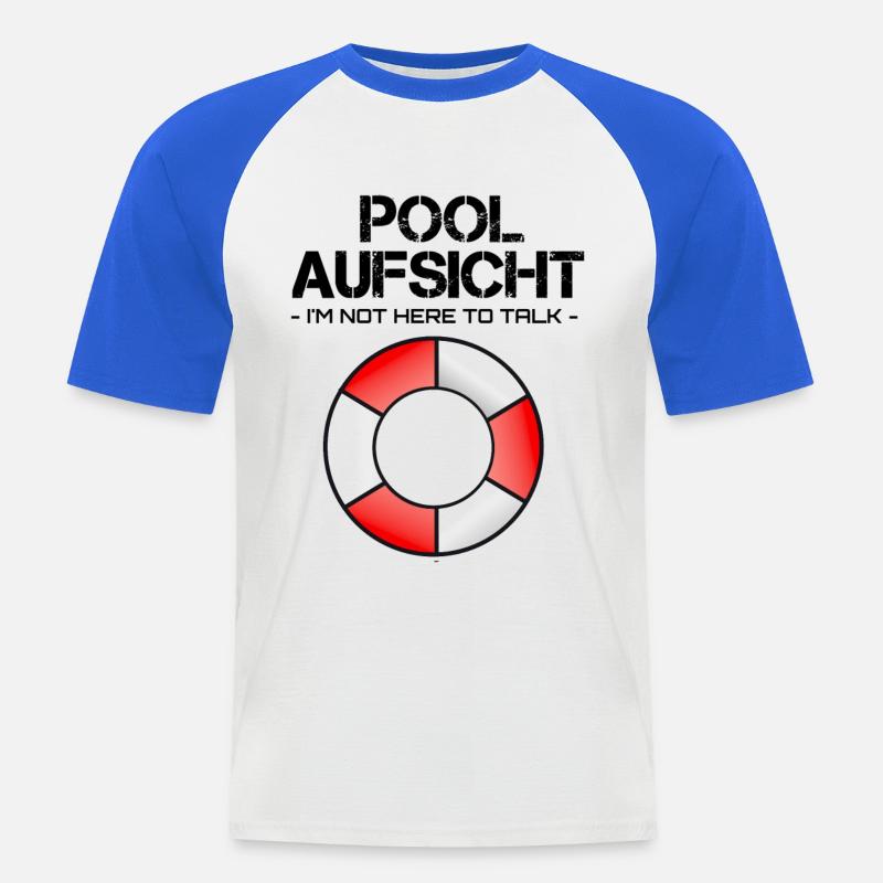 Pool Aufsicht mit Rettungsring - Männer Baseball-T-Shirt - Weiß/Royalblau