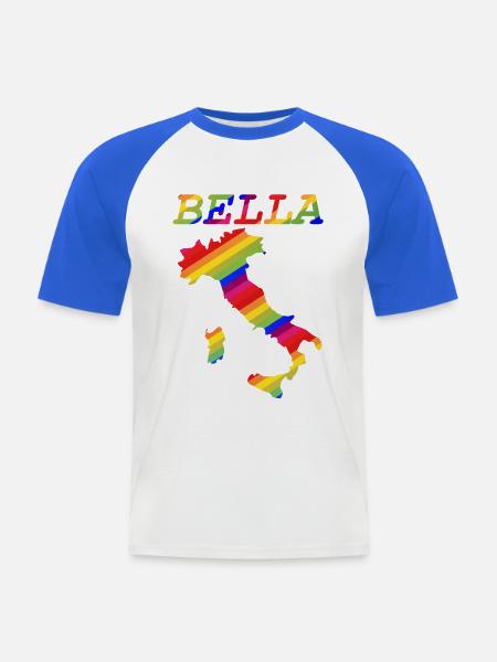 Bella Italia Pride Rainbow - Männer Baseball-T-Shirt - Weiß/Royalblau