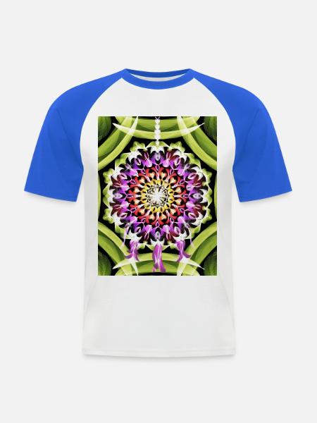Traumfänger Blütenmandala - Männer Baseball-T-Shirt - Weiß/Royalblau