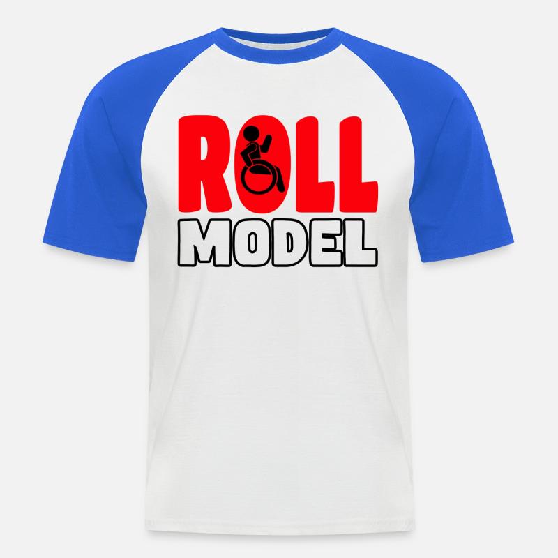 Jeder Rollstuhlfahrer ist ein Rollenmodell* - Männer Baseball-T-Shirt - Weiß/Royalblau