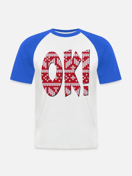 STRICKMUSTER OK - Männer Baseball-T-Shirt - Weiß/Royalblau