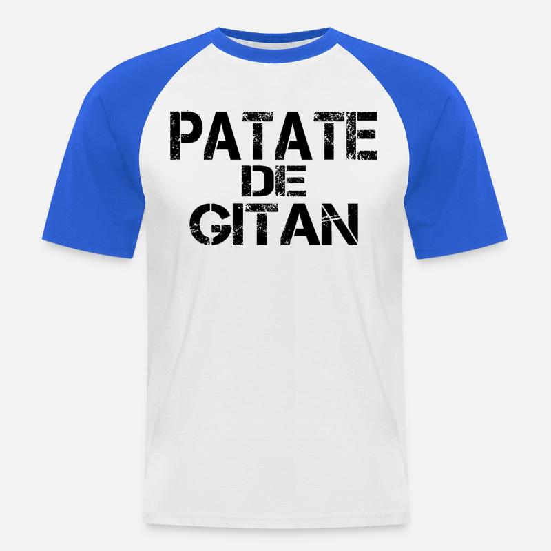 Patate de GITAN - T-shirt baseball manches courtes Homme - blanc/bleu royal