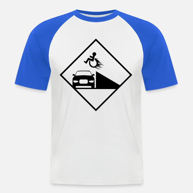 Rollstuhlfahrer springt über eine Rampe # - Männer Baseball-T-Shirt - Weiß/Royalblau