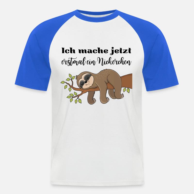 Ich mache jetzt erstmal ein Nickerchen - Männer Baseball-T-Shirt - Weiß/Royalblau