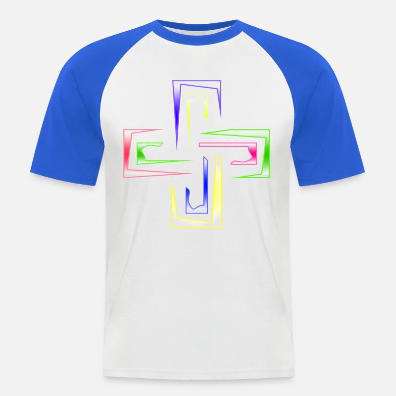 Neon Prism Frames abstraktes Logo - Männer Baseball-T-Shirt - Weiß/Royalblau