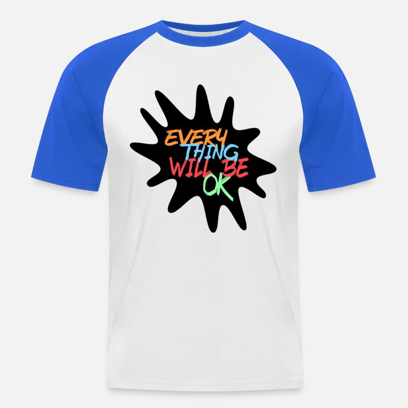 Alles wird gut! Alles wird gut # - Männer Baseball-T-Shirt - Weiß/Royalblau