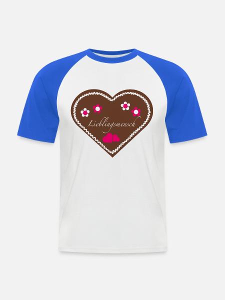 "Jahrmarkt-Liebe" Lieblingsmensch pink - Männer Baseball-T-Shirt - Weiß/Royalblau