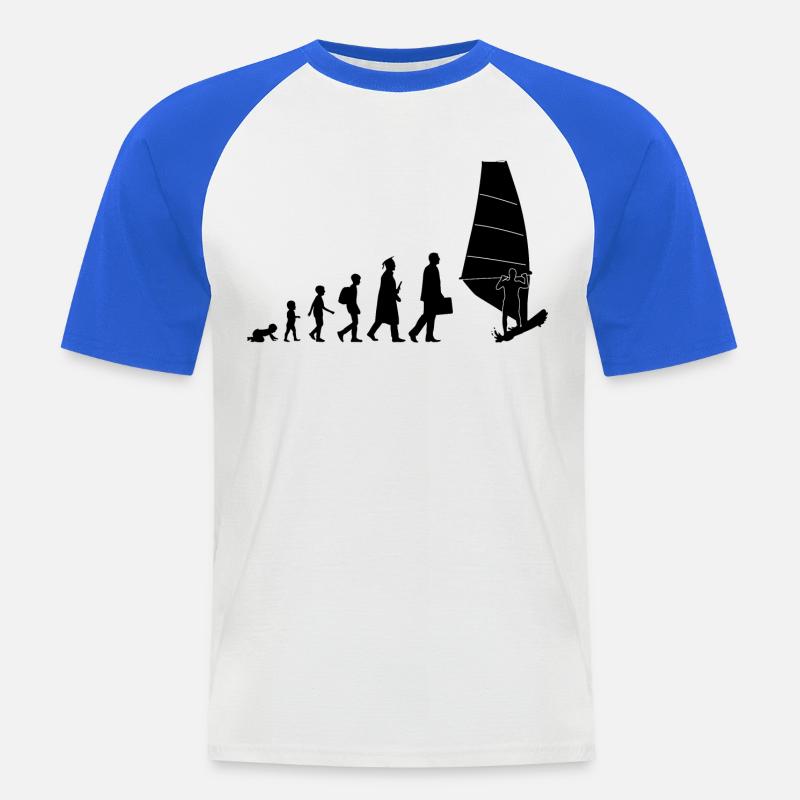 Entwicklung des Windsurfens - Männer Baseball-T-Shirt - Weiß/Royalblau
