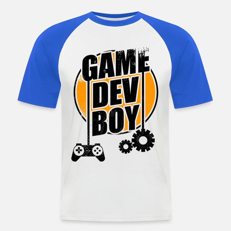 Game Dev Junge - Männer Baseball-T-Shirt - Weiß/Royalblau