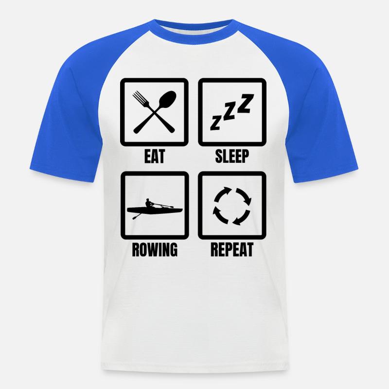 Ruderer Routine - Männer Baseball-T-Shirt - Weiß/Royalblau