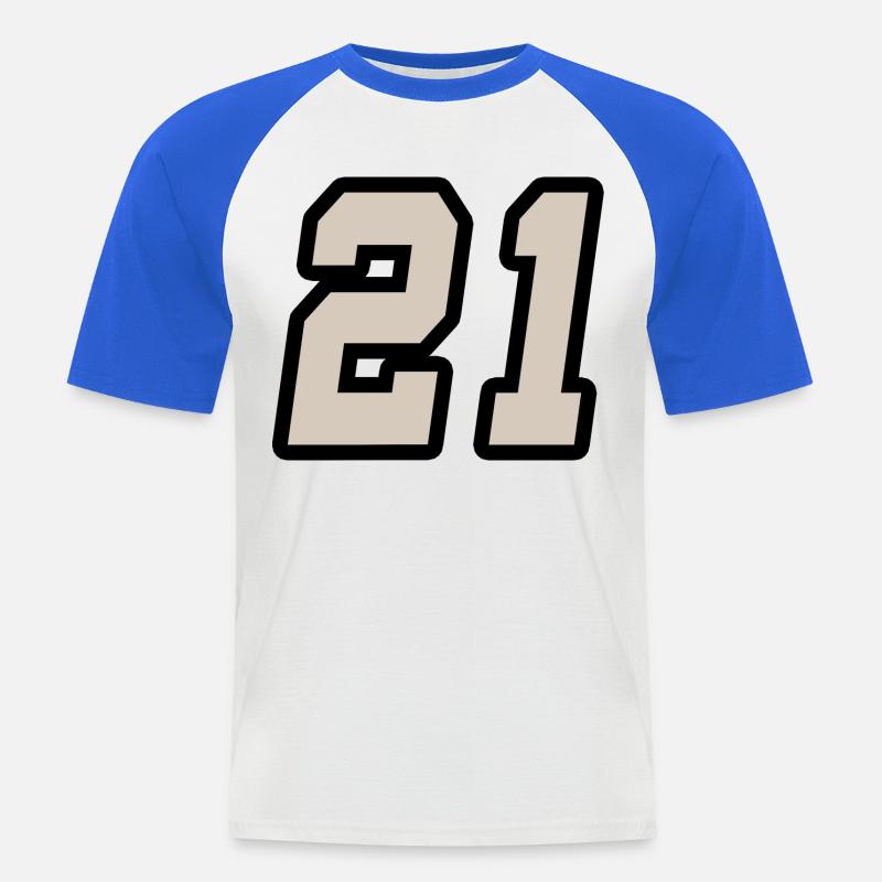 Nummer einundzwanzig 21 - Männer Baseball-T-Shirt - Weiß/Royalblau