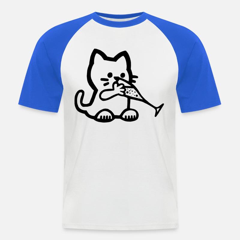 Das Kätzchen hat Durst - Männer Baseball-T-Shirt - Weiß/Royalblau