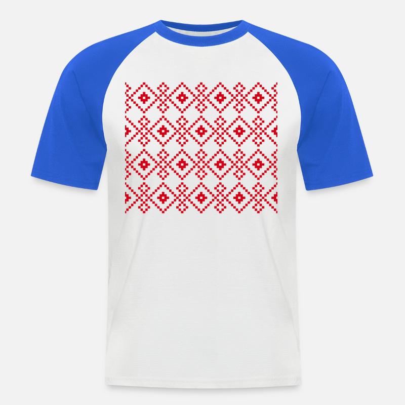 Weihnachtlicher einfarbiger Pullover (rot) - Männer Baseball-T-Shirt - Weiß/Royalblau