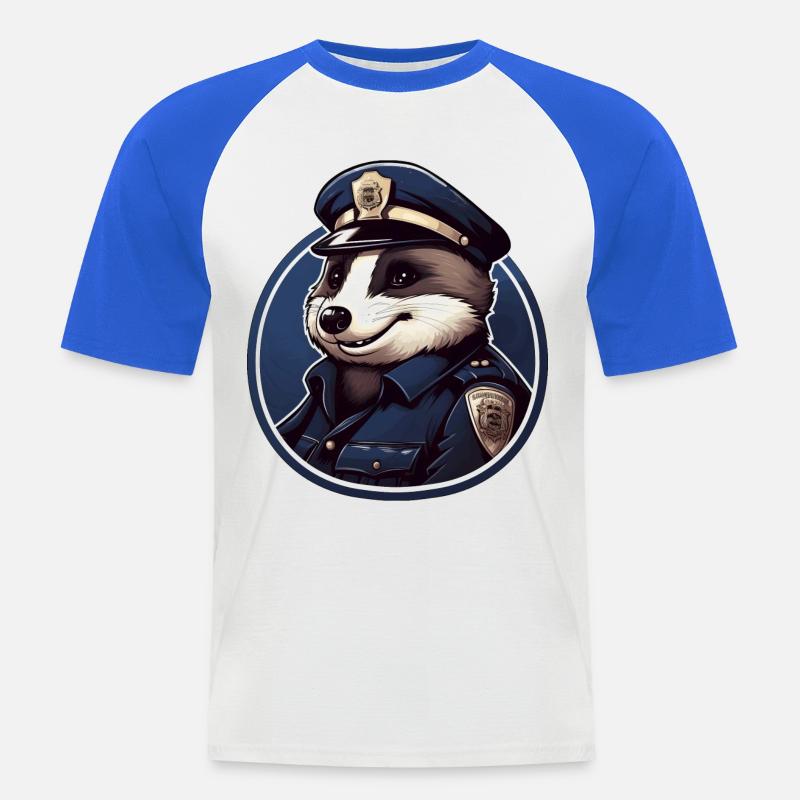 Dachs Polizei - Männer Baseball-T-Shirt - Weiß/Royalblau