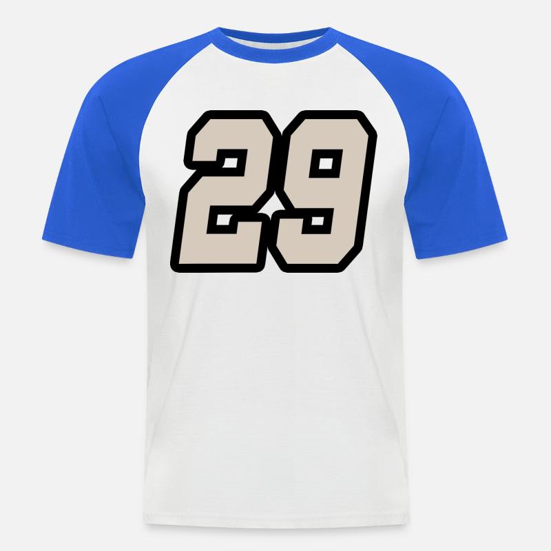 NUMMER NEUNUNDZWANZIG 29 - Männer Baseball-T-Shirt - Weiß/Royalblau