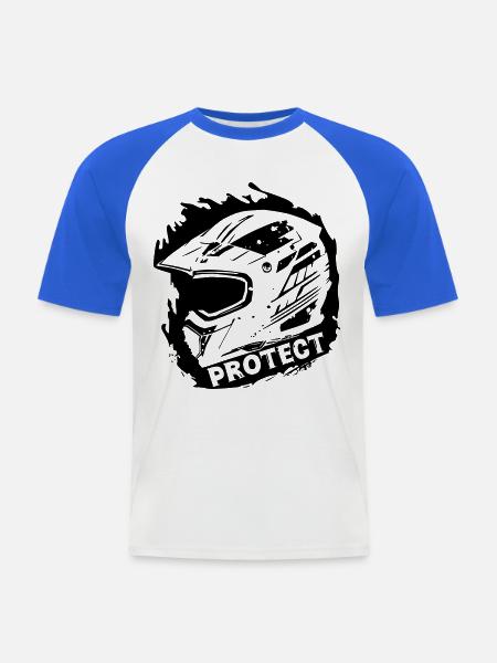 Protect - Schutzhelm [Schwarz] - Männer Baseball-T-Shirt - Weiß/Royalblau