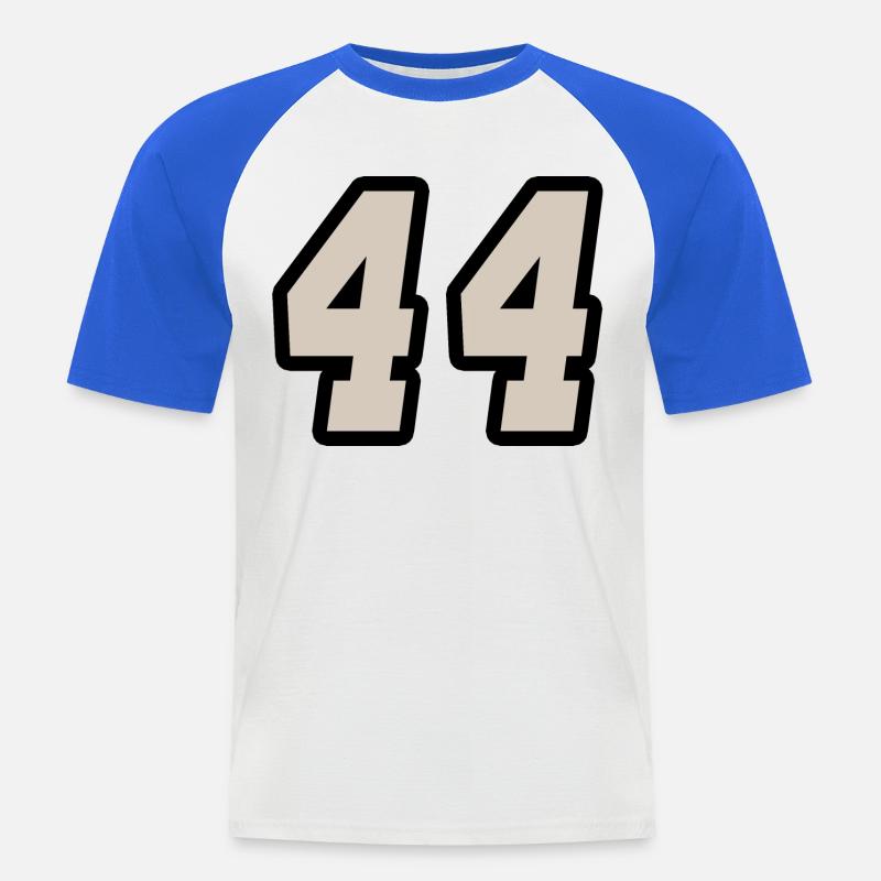 Nummer vierundvierzig 44 - Männer Baseball-T-Shirt - Weiß/Royalblau