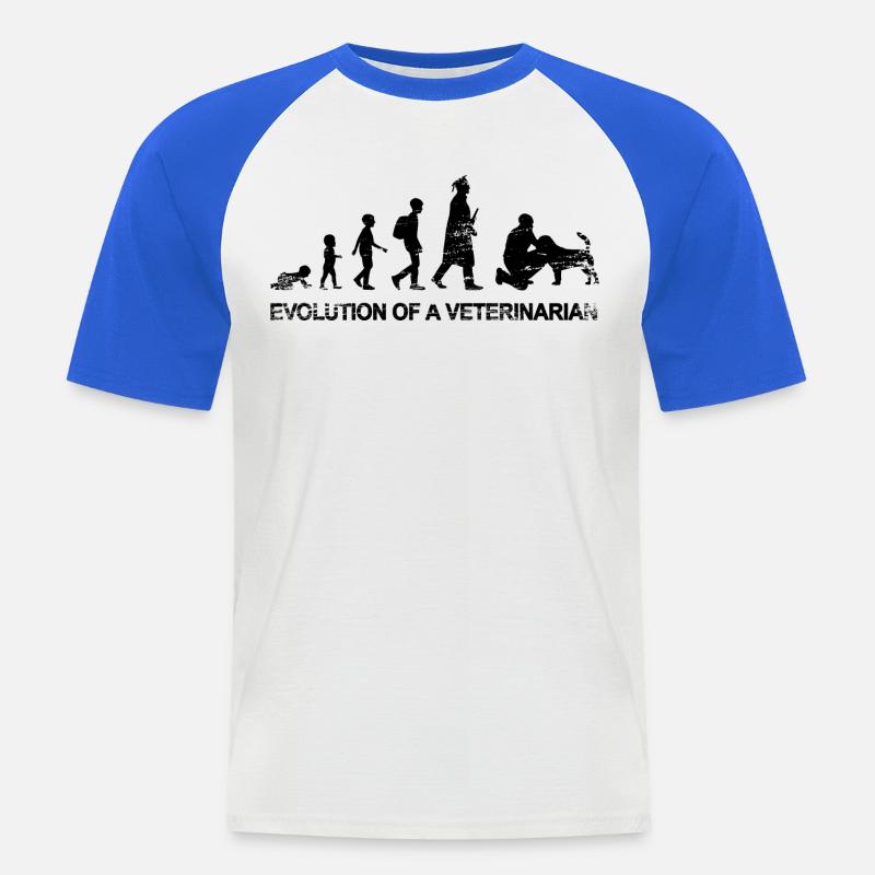 Evolution eines Tierarztes - Männer Baseball-T-Shirt - Weiß/Royalblau