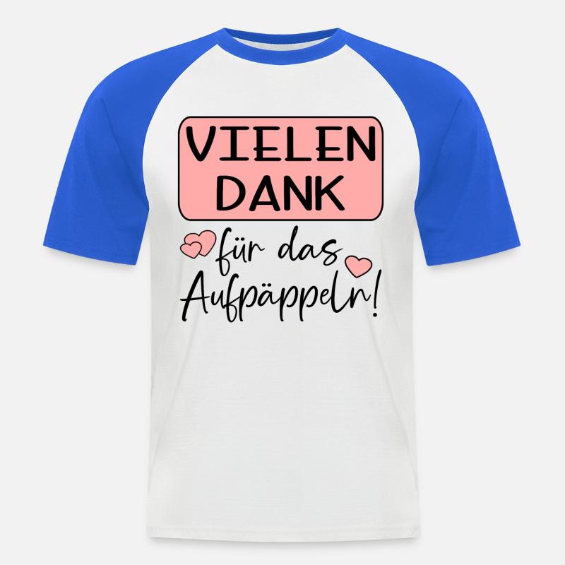 GUTE BESSERUNG - AUFPÄPPELN - Männer Baseball-T-Shirt - Weiß/Royalblau