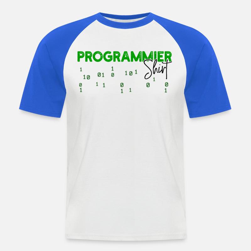 Programmeur Développeur Code Statement Scripting - T-shirt baseball manches courtes Homme - blanc/bleu royal