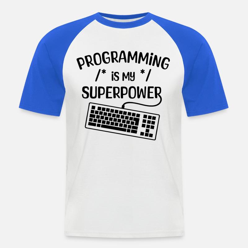 Computer Freak Statement Developer Programmer - Men's Baseball T-Shirt - white/royal blue