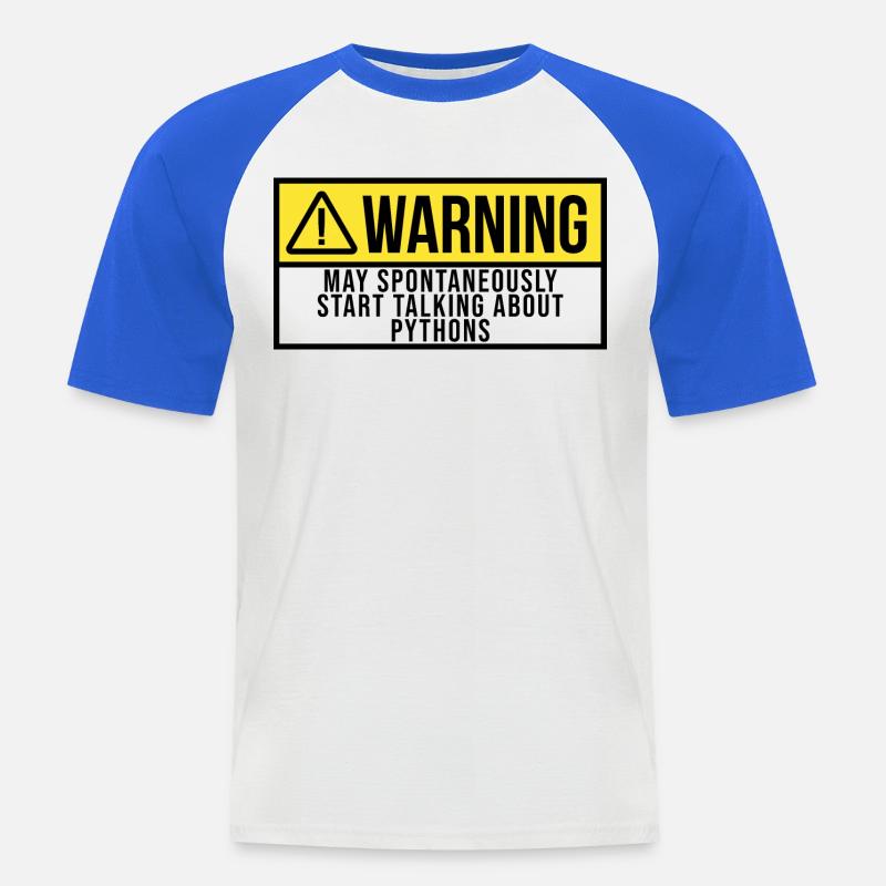 python - T-shirt baseball manches courtes Homme - blanc/bleu royal