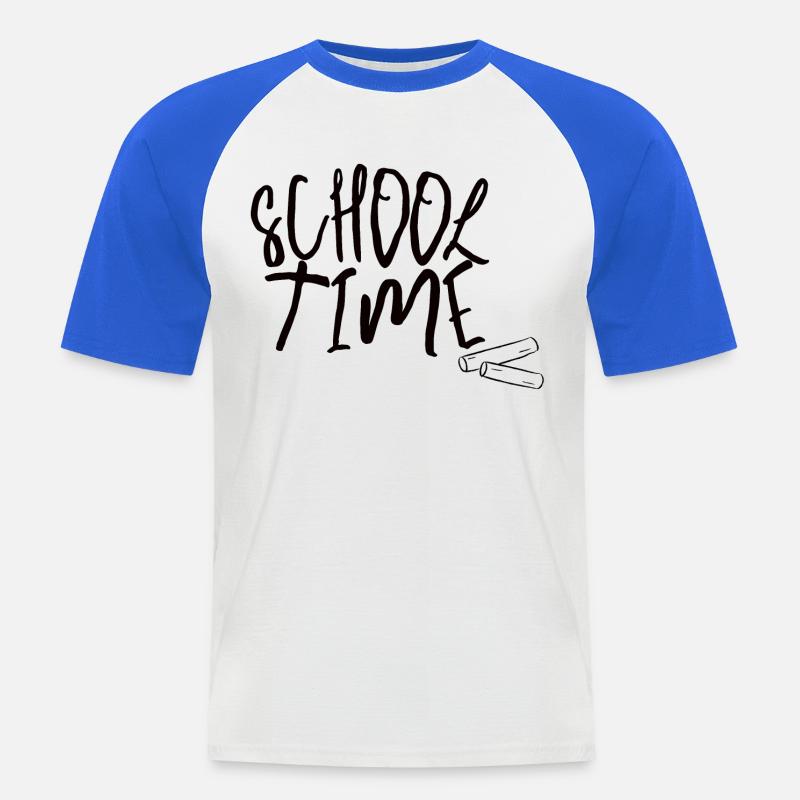School Time – Minimal Schulstart Design - Männer Baseball-T-Shirt - Weiß/Royalblau