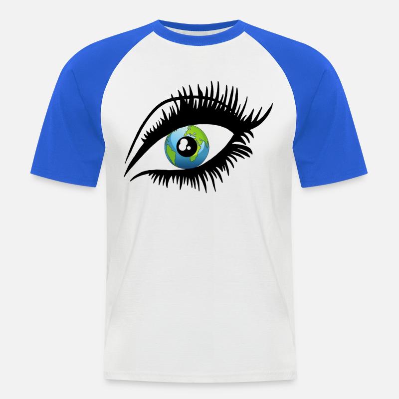 Ein weiterer Blick auf die Welt - Männer Baseball-T-Shirt - Weiß/Royalblau