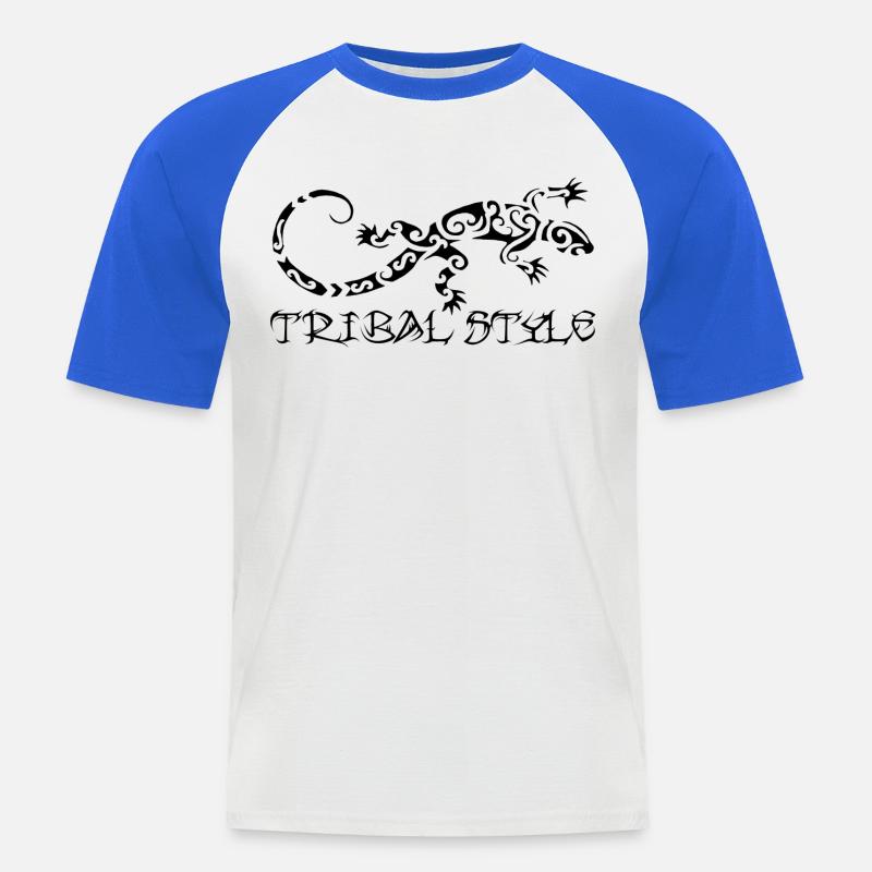 Polynesische schwarze Eidechse - Männer Baseball-T-Shirt - Weiß/Royalblau