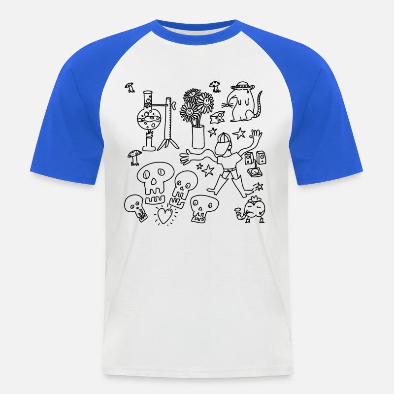 Kritzeln oder nach Hause gehen - Männer Baseball-T-Shirt - Weiß/Royalblau